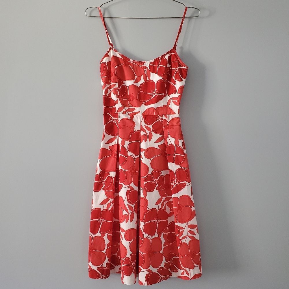 Susana Monaco Cotton Red Floral A-Line Dress Size 2